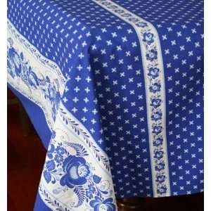  RUSSIAN LINEN. Tablecloth (blue) Gzhel 