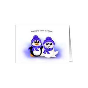 Baby Penguin and Seal Friendship Note Cards Card
