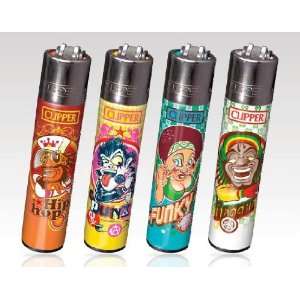  4 Clipper Refillable Lighters Music, Punk, Reggae, Hip Hop 