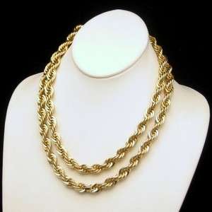 Vintage Long Necklace Thick Twisted Goldtone Rope Chain Heavy 1 2 