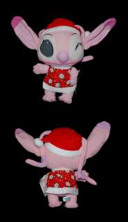 Disney Lilo Stitch Angel Plush Doll wearing Christmas Ms. Santa Claus 