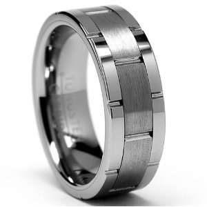  8MM Mens Tungsten Carbide Wedding Band, Ring Grooved Size 
