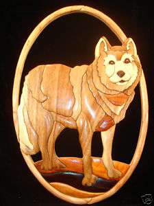 NEW Hand Carved Wood Art Intarsia WOLF Sign Plaque WILD  