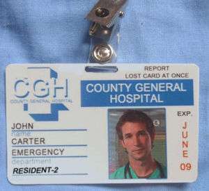 ER Emergency Room ID Card John Carter Nurse Costume  