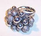 NICE SILVER TONE FASHION RING WITH 26 DANGLING MOVING BEADS BALLS SZ 8