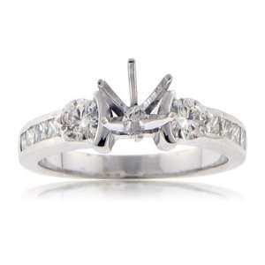  1.00 ct TTW Ladys Round & Princess Cut Diamond Semi Mount 