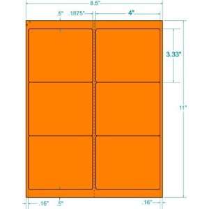  4 x 3 1/3 Fluorescent/Neon Orange Blank Labels For Use 