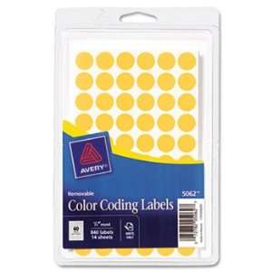   Color Coding Labels, 1/2in dia, Neon Orange, 840/Pack