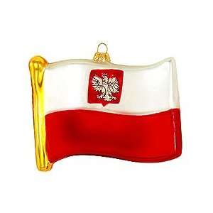 Poland Flag Glass Ornament