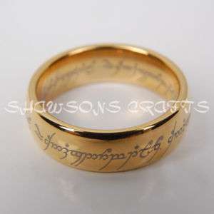 LORD OF THE RINGS 7MM GOLD TUNGSTEN CARBIDE ONE RING  