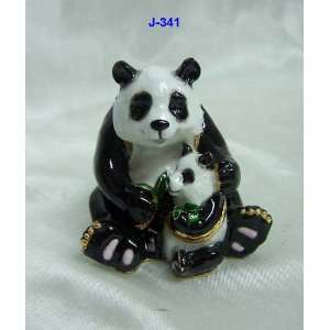  Panda With Baby Jewelry Trinket Box 2.5in H