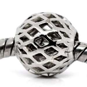 )  Round cage  Antiqued Silver Bead Charm Spacer 