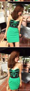 Contrast Stunning Chic Cocktail Sexy Color Block Green Dress 255 