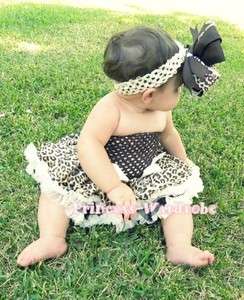 Baby Cream Loepard Pettiskirt Brown Crochet Tube Top  