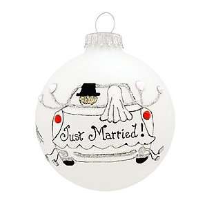  Just Married Glass Ornament