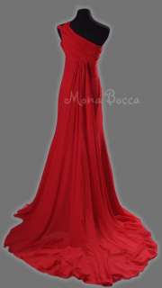One shoulder chifon Red Prom Ball Dress Formal Ball Gown with train 