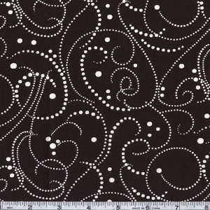  45 Wide Classic Black Dotted Scrolling Fabric By The 