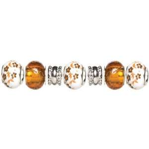    Trinkettes Glass & Metal Beads 7/Pkg Orange Flower