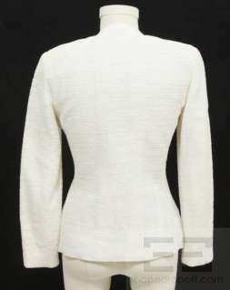 Chanel White Textured Cotton Asymmetrical Button Front Jacket 00T 