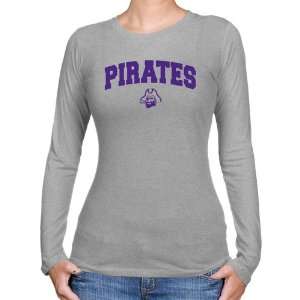ECU Pirates T Shirt  East Carolina Pirates Ladies Ash Logo Arch Long 