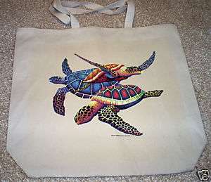 TROPICAL TURTLES New Oversize Canvas Cotton Tote Bag  