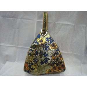  Triangle Brocade Handbag Blue and Gold 