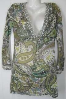 ATHLETA sheer green cover up long tunic top kaftan size S  