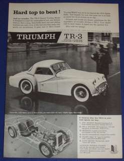 1959 TRIUMPH TR 3 GRAND TOURING WITH HARDTOP AD ART  