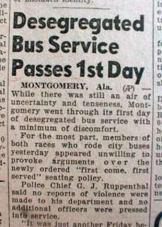 1956 newspapers MONTGOMERY Alabama BUS BOYCOTT ended by Martin 