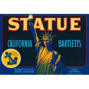  STATUE OF LIBERTY CALIFORNIA BARTLETTS USA FRUIT CRATE 