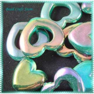 16pcs Plastic Abalone AB Heart Ring/Heart Beads Mix  