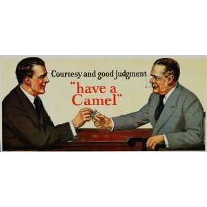  1926 Lithograph Billboard Ad Camel Cigarrettes Men RARE 