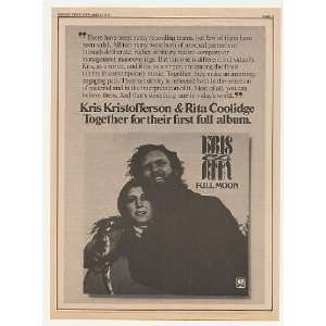  1973 Kris Kristofferson Rita Coolidge Full Moon Promo 