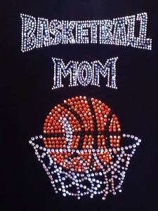   Mom Rhinestone and Studs Iron on Heat Transfer Blue Letters  