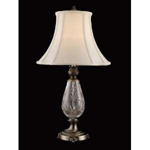  Tiffany GT80546 Crystal Table Lamp, Antique Silver and Fabric Shade