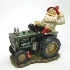 Plowing Vintage Tractor Home Garden Italian Gnome Statue Sculpture 