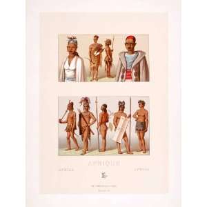  Azande Niam Niam Bazy Costume Africa Art   Original Chromolithograph