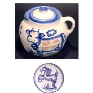  Beanpot, Blue Horse Pattern