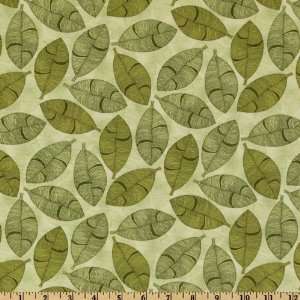  44 Wide African Beat Leaves Sage Fabric By The Yard 