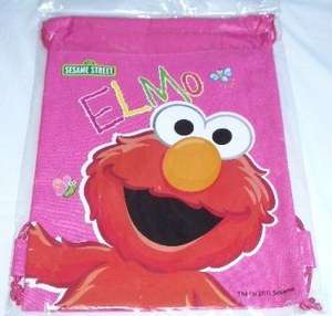 Sesame St Elmo Drawstring Backpack Sling Tote Bag Pink  