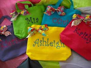 Personalized Tote bag with bow Small Kids Lunch Colors  