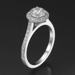 DIAMOND ENGAGEMENT RING 1 CT ROUND CUT CERTIFIED H/SI 14KT WHITE GOLD 