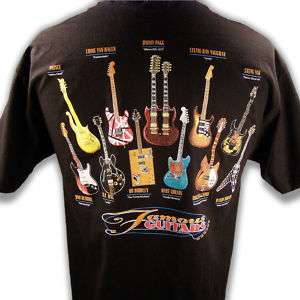 FAMOUS GUITARS t shirt, SRV Jimi Hendrix B.B. King NEW  