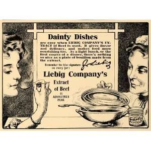1907 Ad Liebig Beef Extract Dainty Dishes Soup Broth   Original Print 