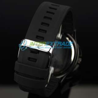  Black Casing Baseball Racing Sport Silicone Rubber Band Mens Watches