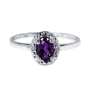    0.62 Ct Amazing Oval Cut Amethyst 14K White Gold Ring Jewelry
