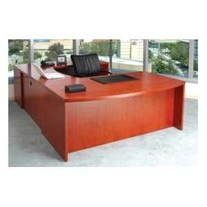 Mira Office Suite 1   Desk With Bow Front, Credenza, Bridge, Pedestals