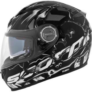 Scorpion EXO 500 Motorcycle Helmet Helmets Oil Black White XLarge XL 