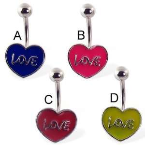  Love and heart belly button ring, yellow   D Jewelry