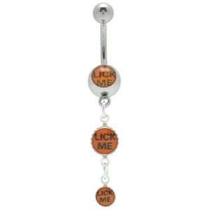  Lick Me Logo Dangle Belly Button Ring   007 Jewelry